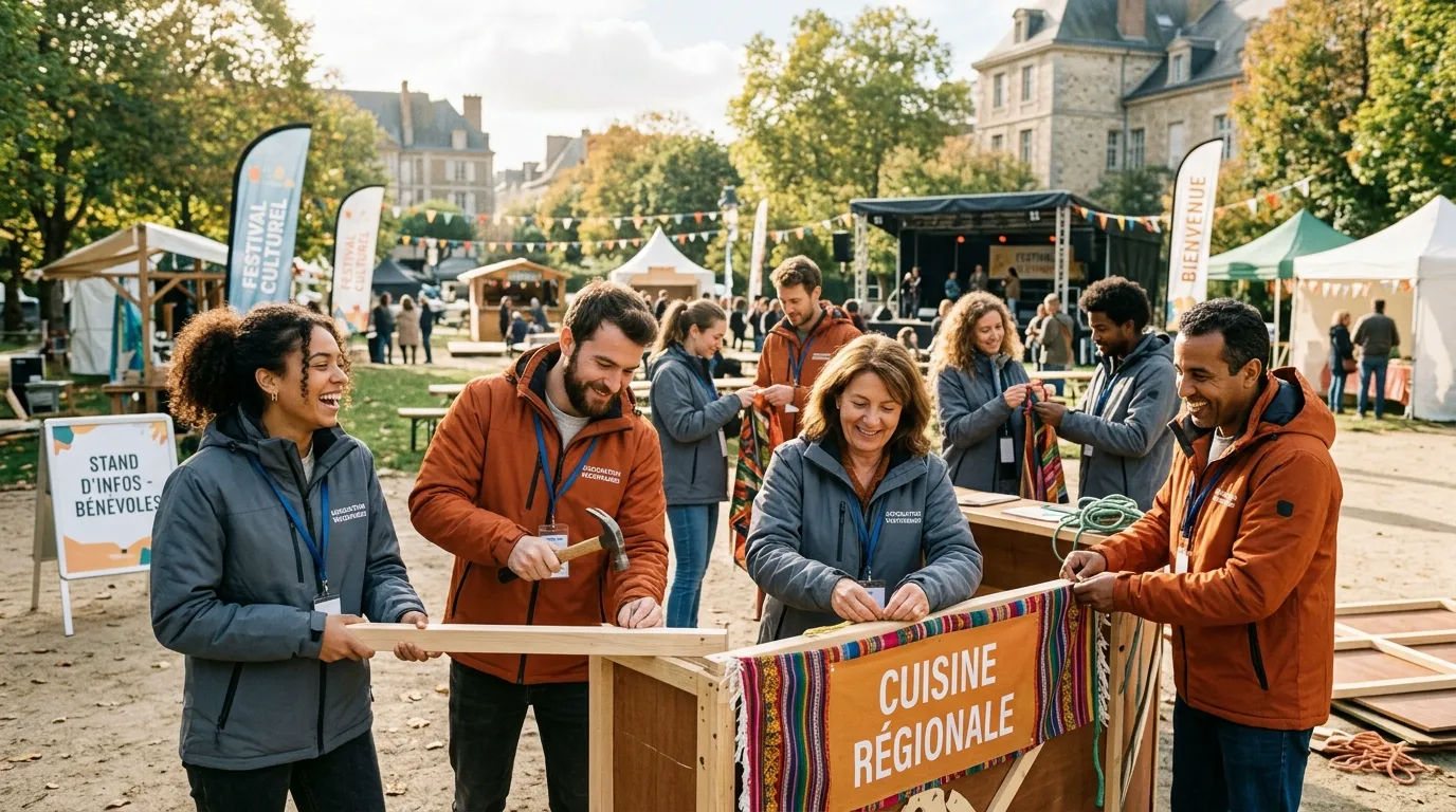 Bénévoles engagés lors d'une action culturelle de terrain